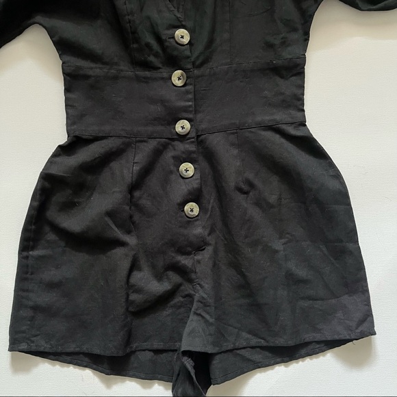 Urban Outfitters Black Button Down Linen/Cotton Blend  Romper size XS - Picture 4 of 9